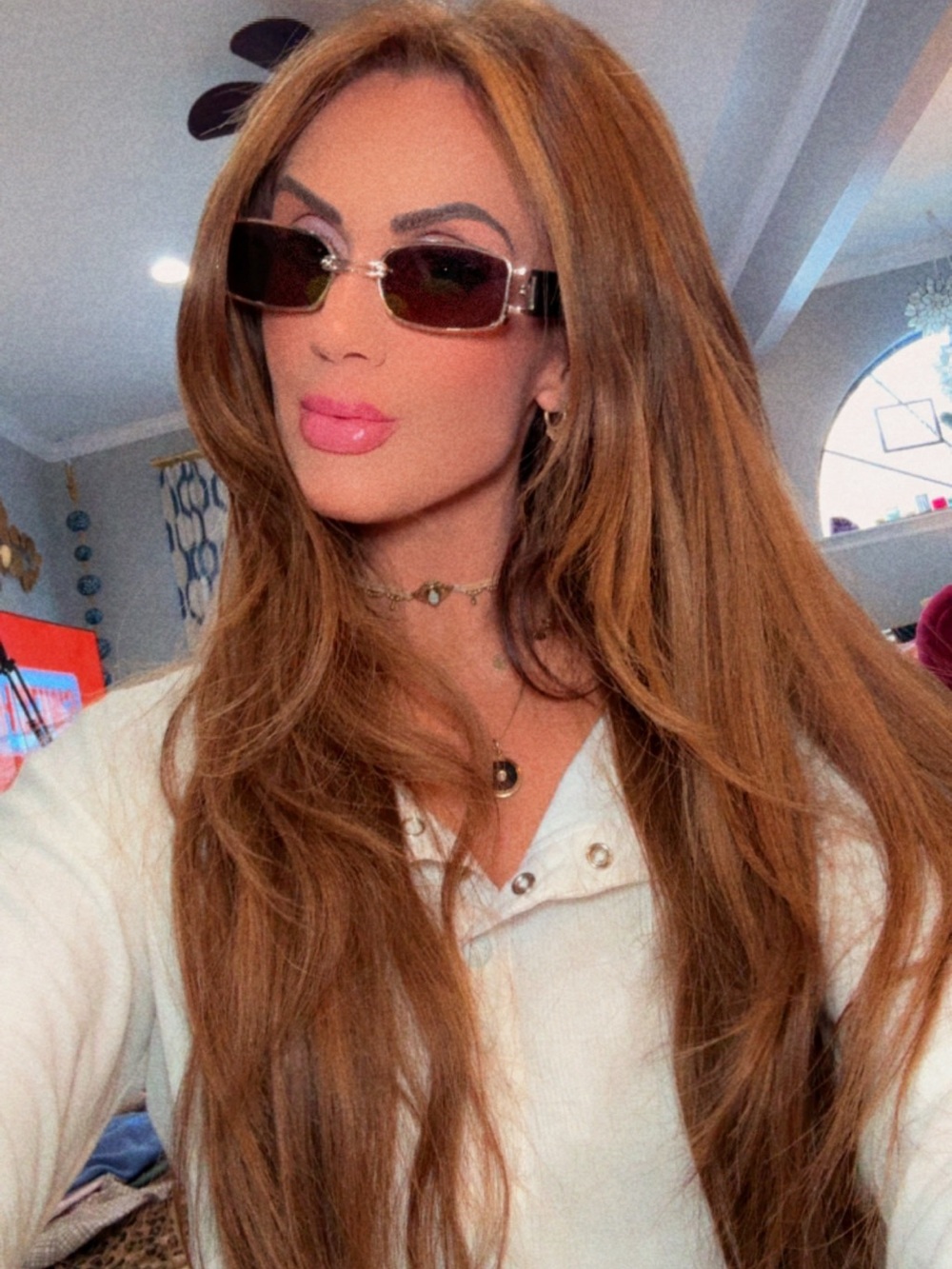 🕶️ Sunglasses Gold Frame Brown Lens Women's Slim Rectangular y2k 2000s summer 🕶️